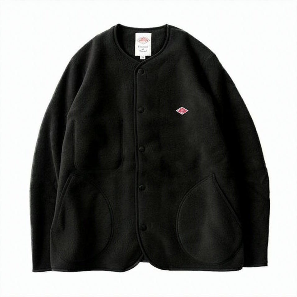 Black Jacket with Round Neckline and Button Closure