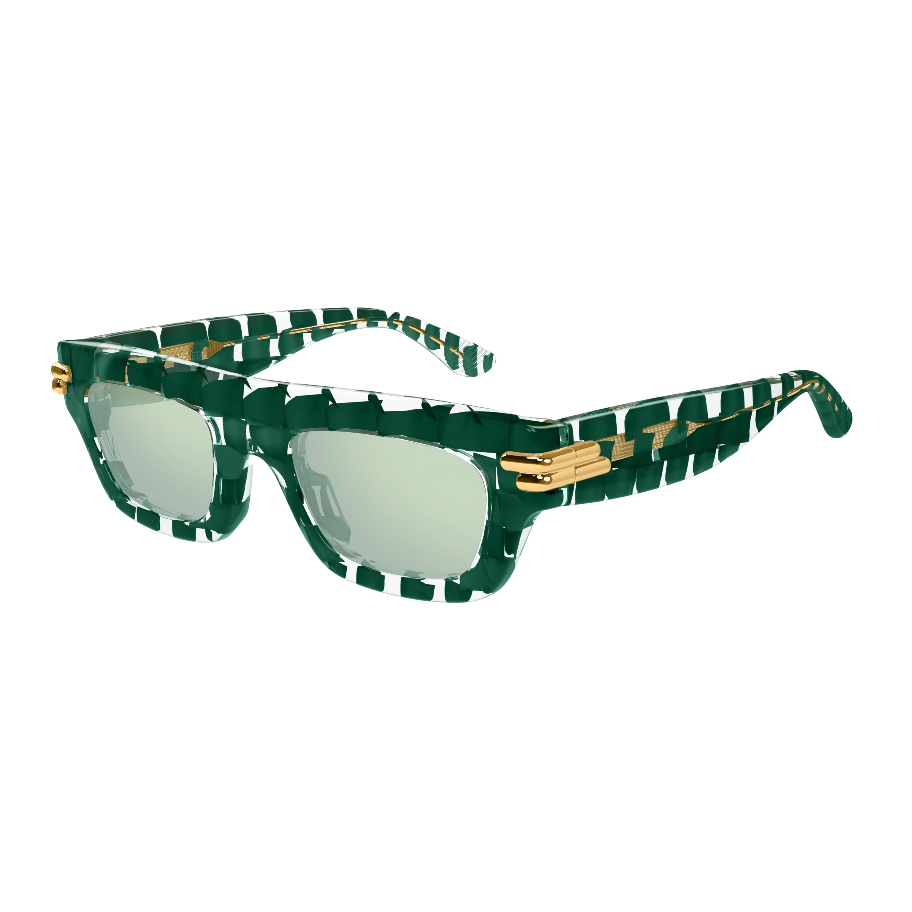 Checkered Pattern Sunglasses With Gold Accents
