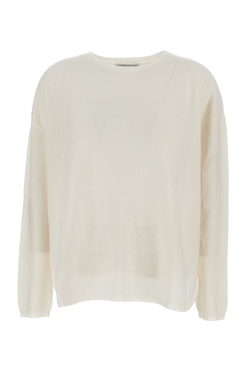 White Knit Sweater With Classic Fit