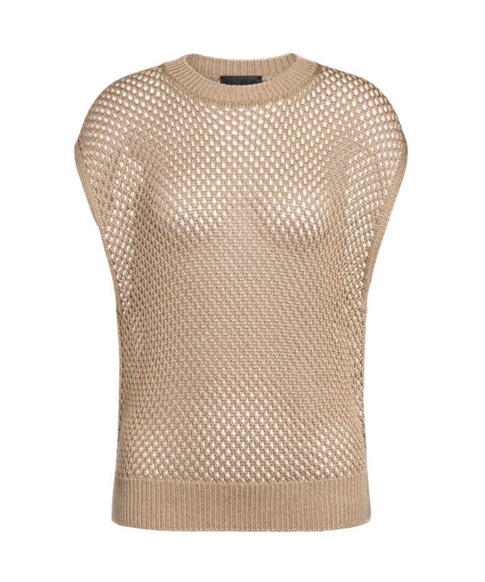 Beige Cotton Blend Gilet