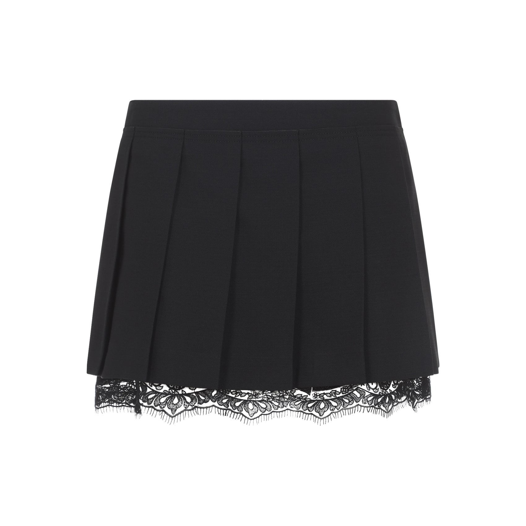 Mini Skirt With Structured Pleats And Lace Trim
