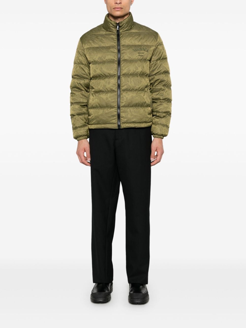 Olive Green Textured Finish Padded Jacket