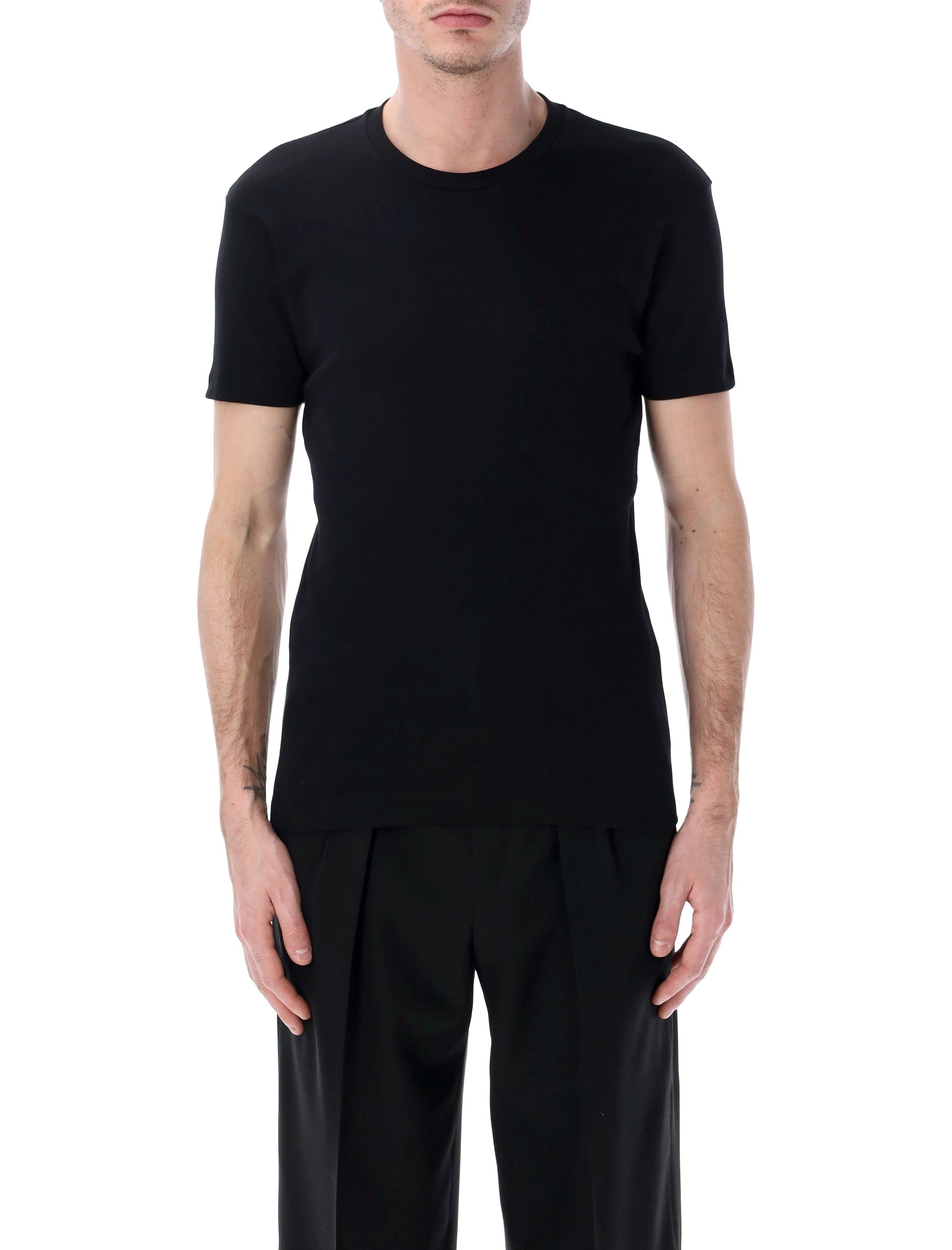 Perforated Rib Cotton T-Shirt