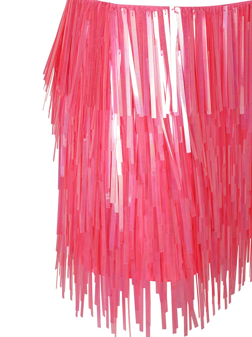 Fuchsia Fringe Skirt With Layered Design