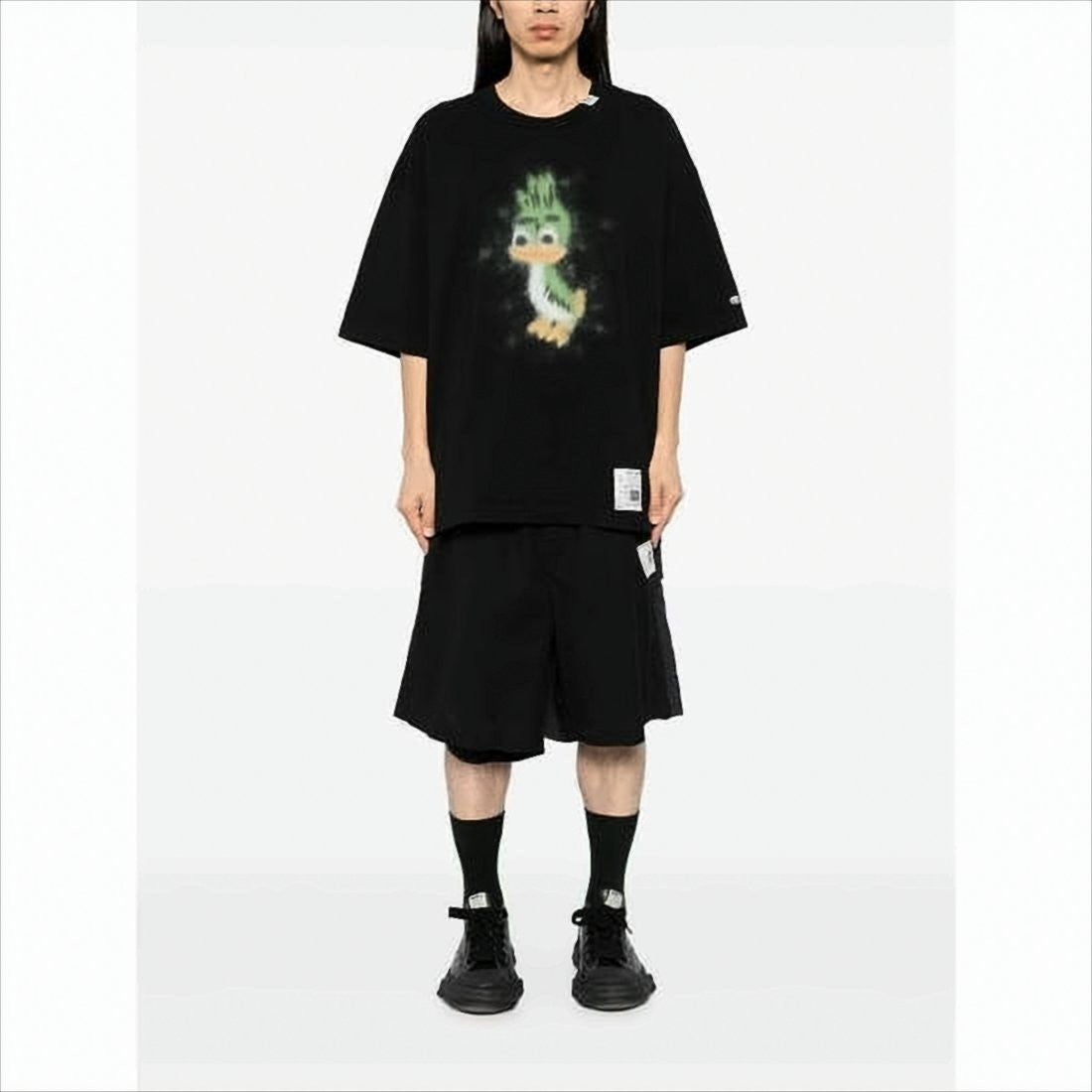 Oversized Printed T-Shirt with Unique Green Duck Graphic