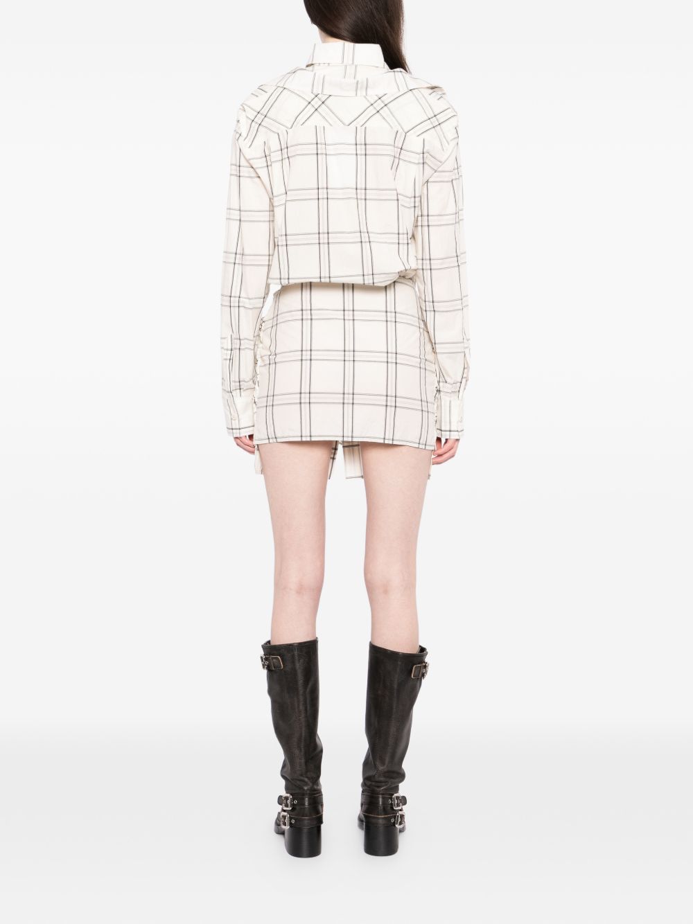 Structured Shirt-Style Dress with Asymmetrical Hem