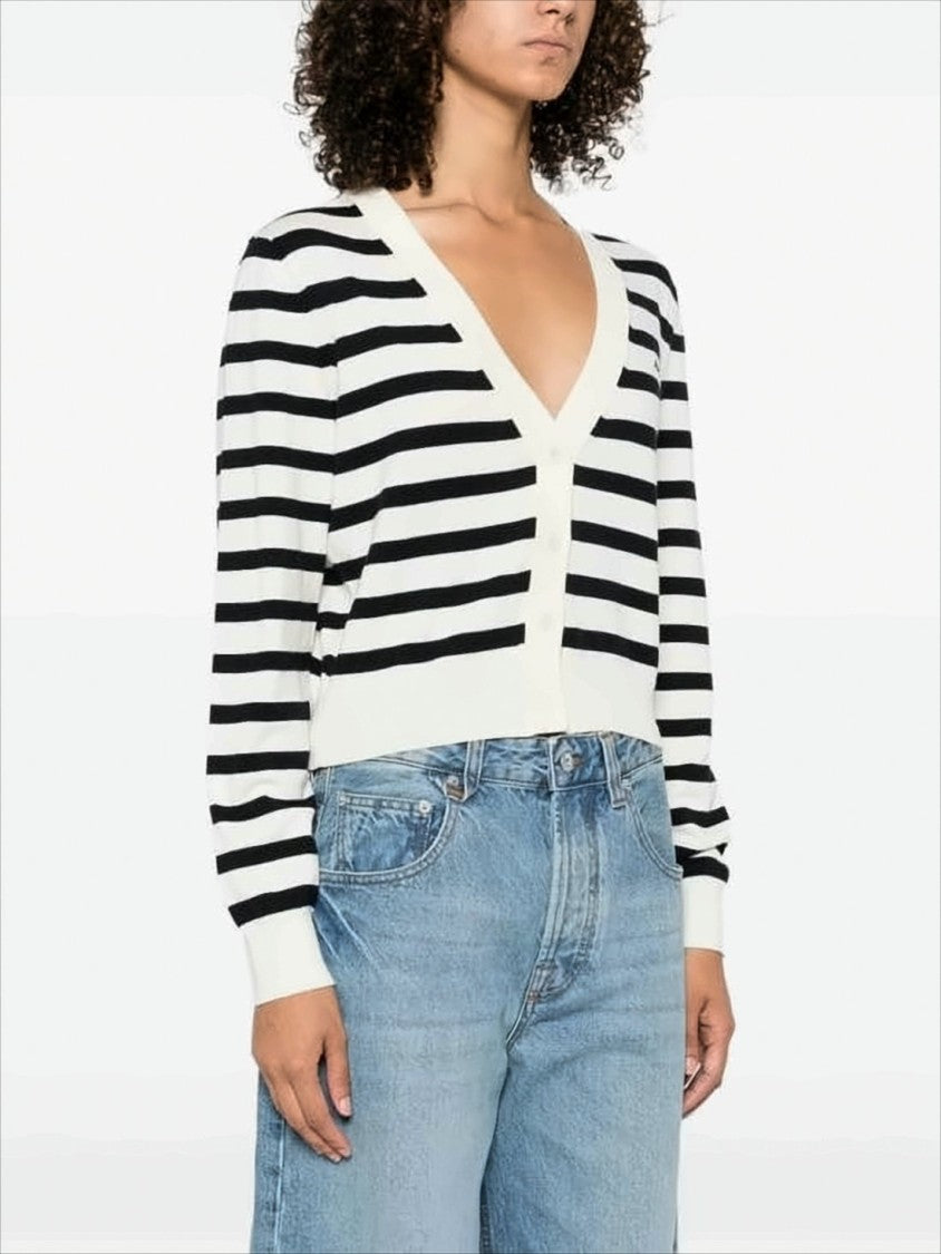 Cropped Black and White Striped Cardigan