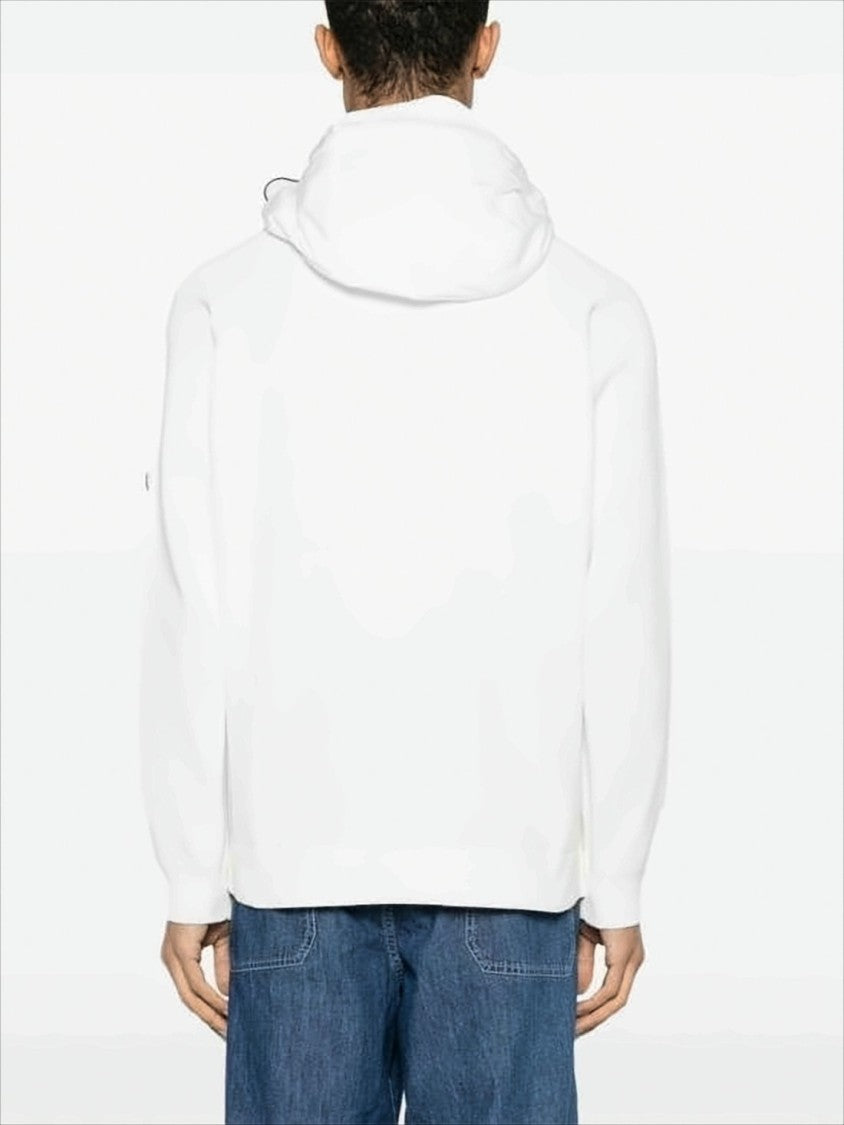 Minimalist White Casual Jacket With Hood And Logo Patch