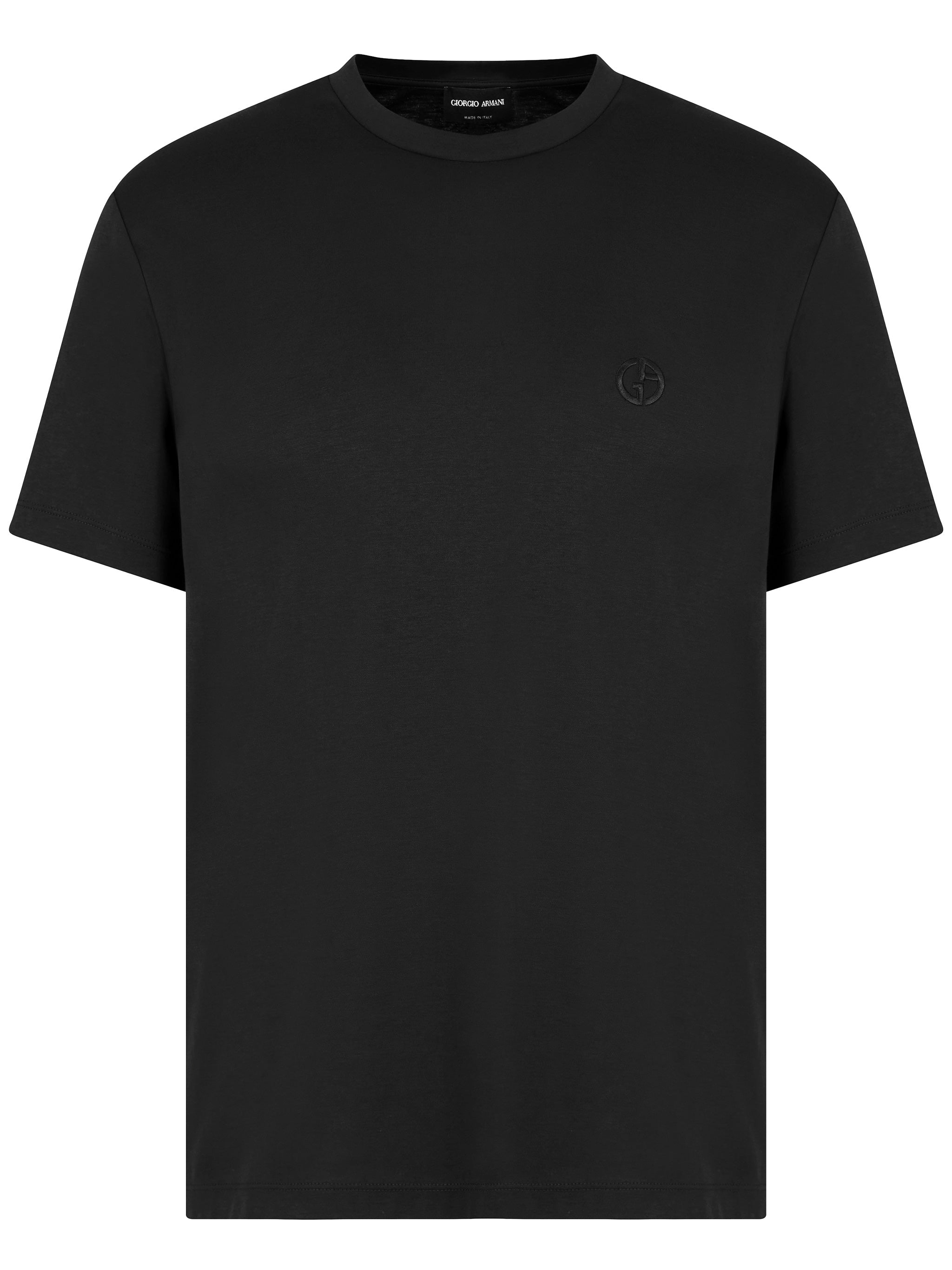 Black Short-Sleeve Cotton Tonal Logo T-Shirt