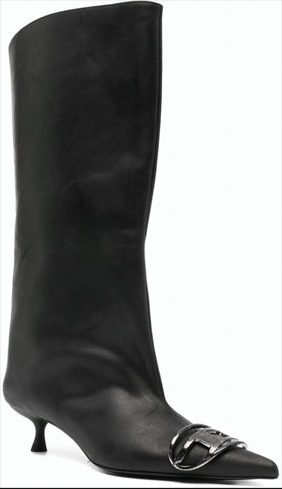 Mid-Calf Black Boot with Pointed Toe