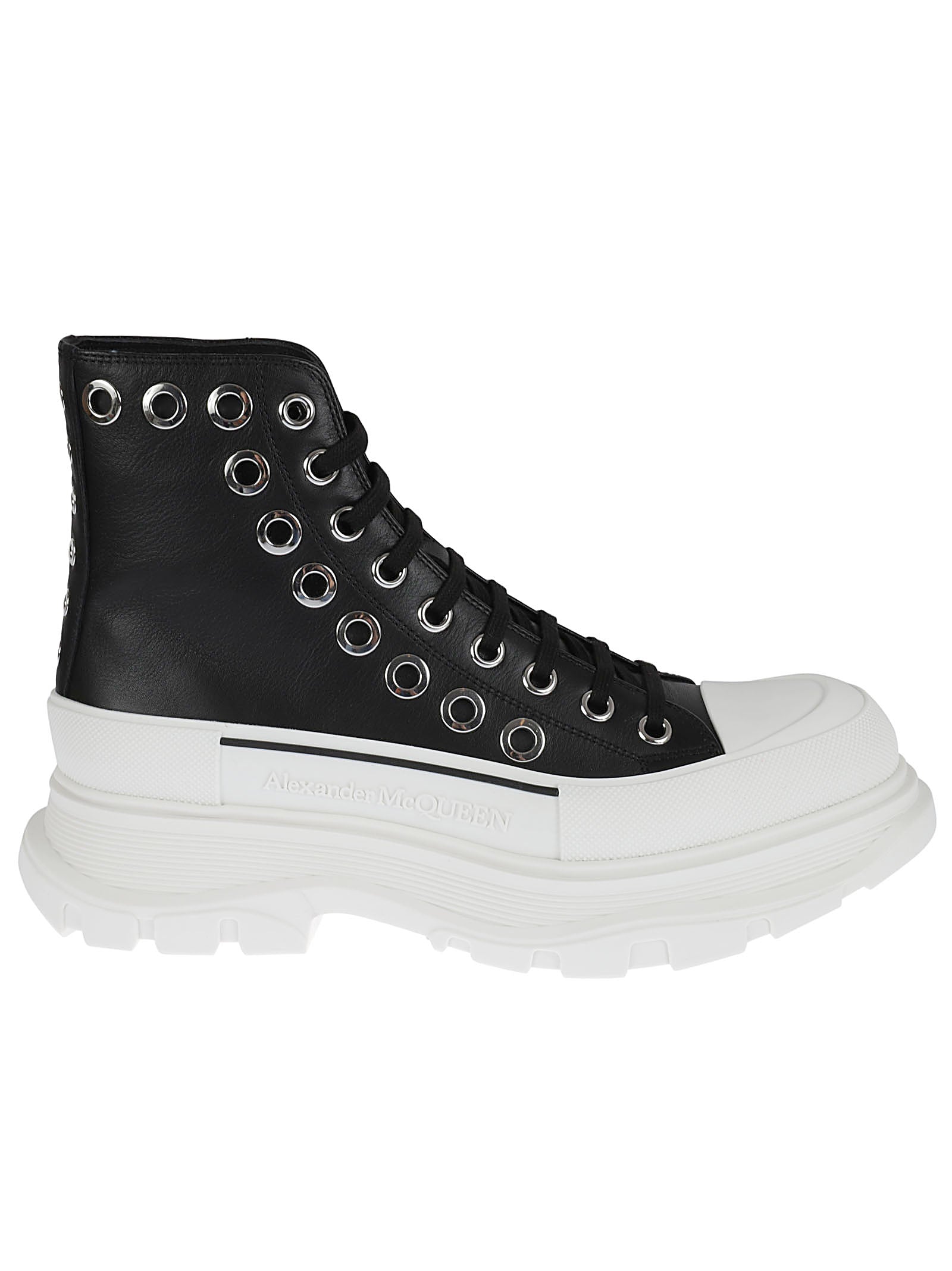 High-Top Sneakers with Unique Eyelet Design