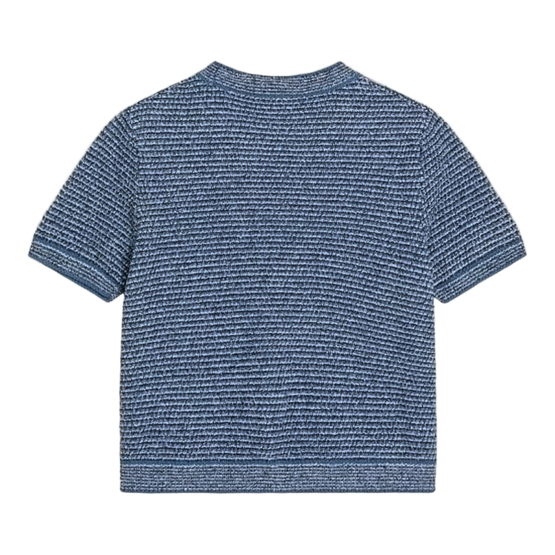 Textured Blue Knit Sweater with Cropped Silhouette