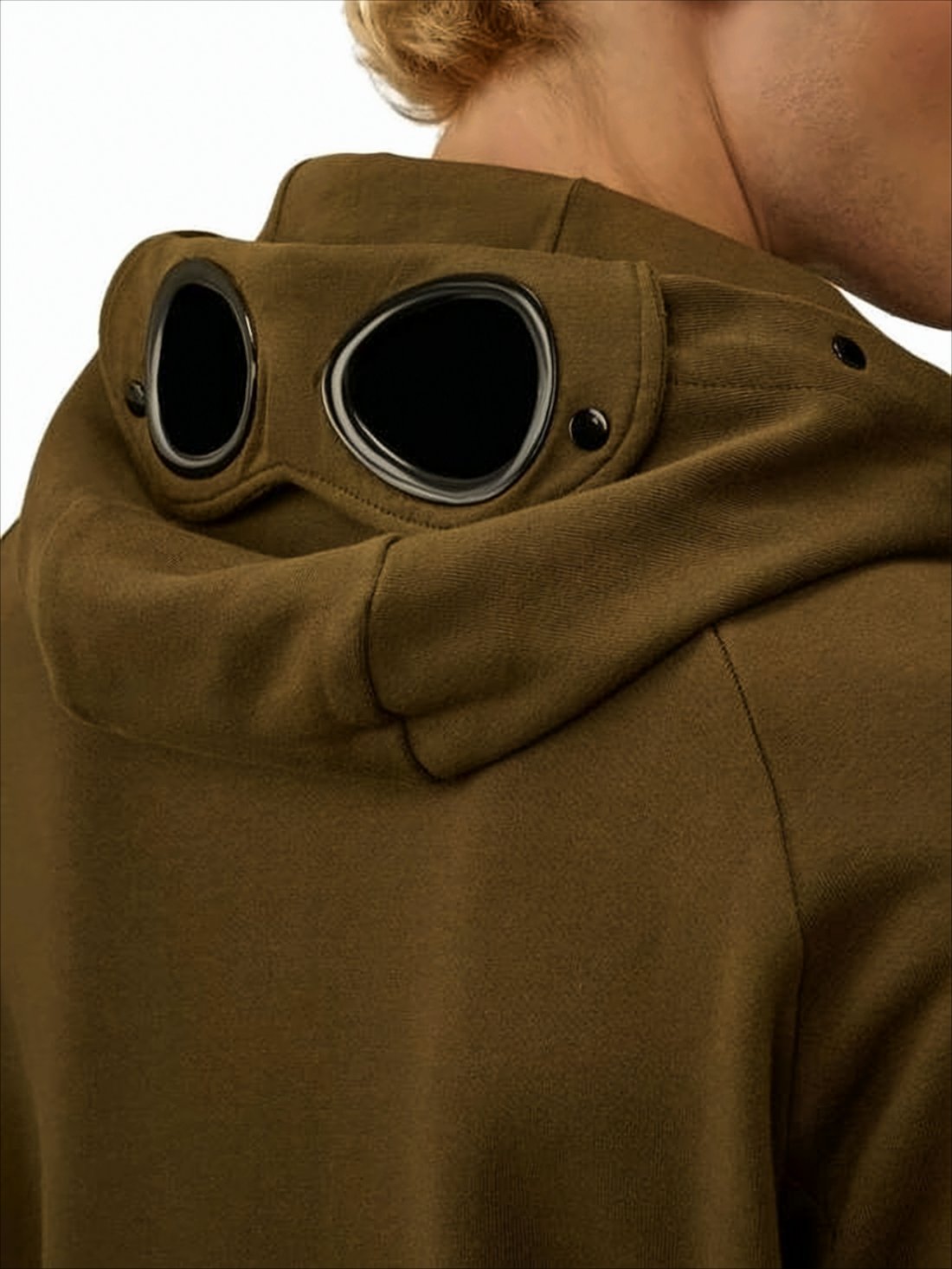 Utilitarian Full Zip Hoodie with Built-in Goggles