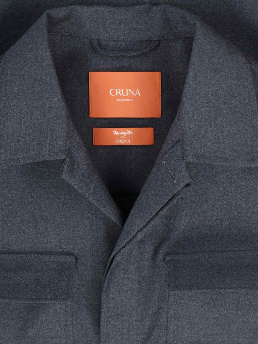 Structured Grey Virgin Wool Shirt Jacket
