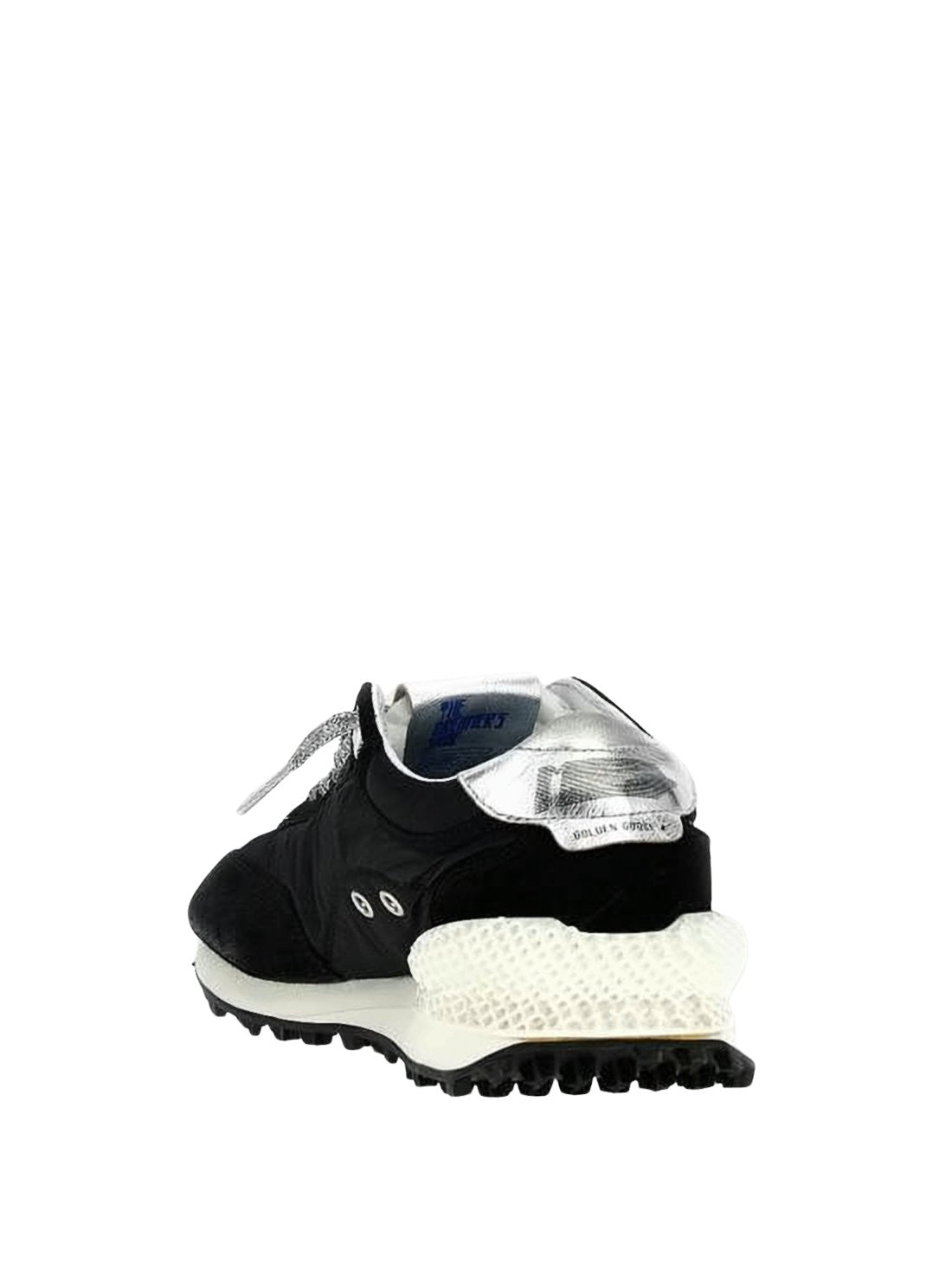 Textured Black Upper Sneakers with Silver Accents