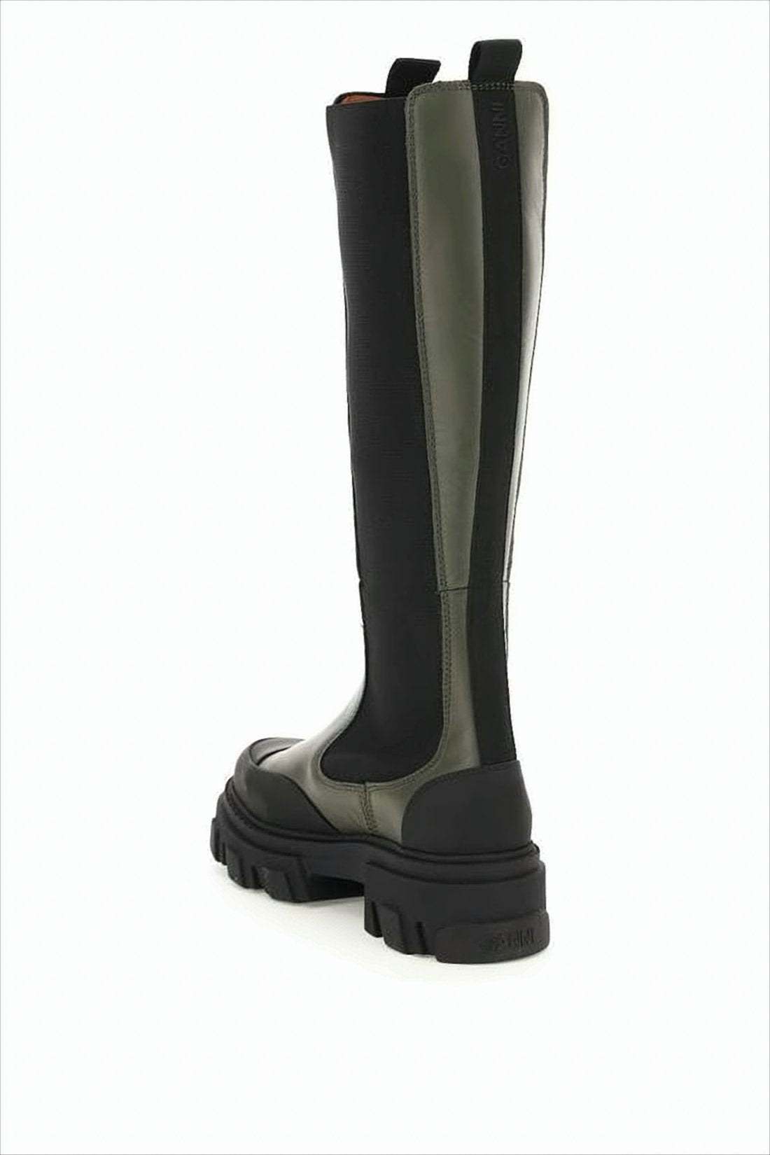 Tall Olive Calf Leather Boots