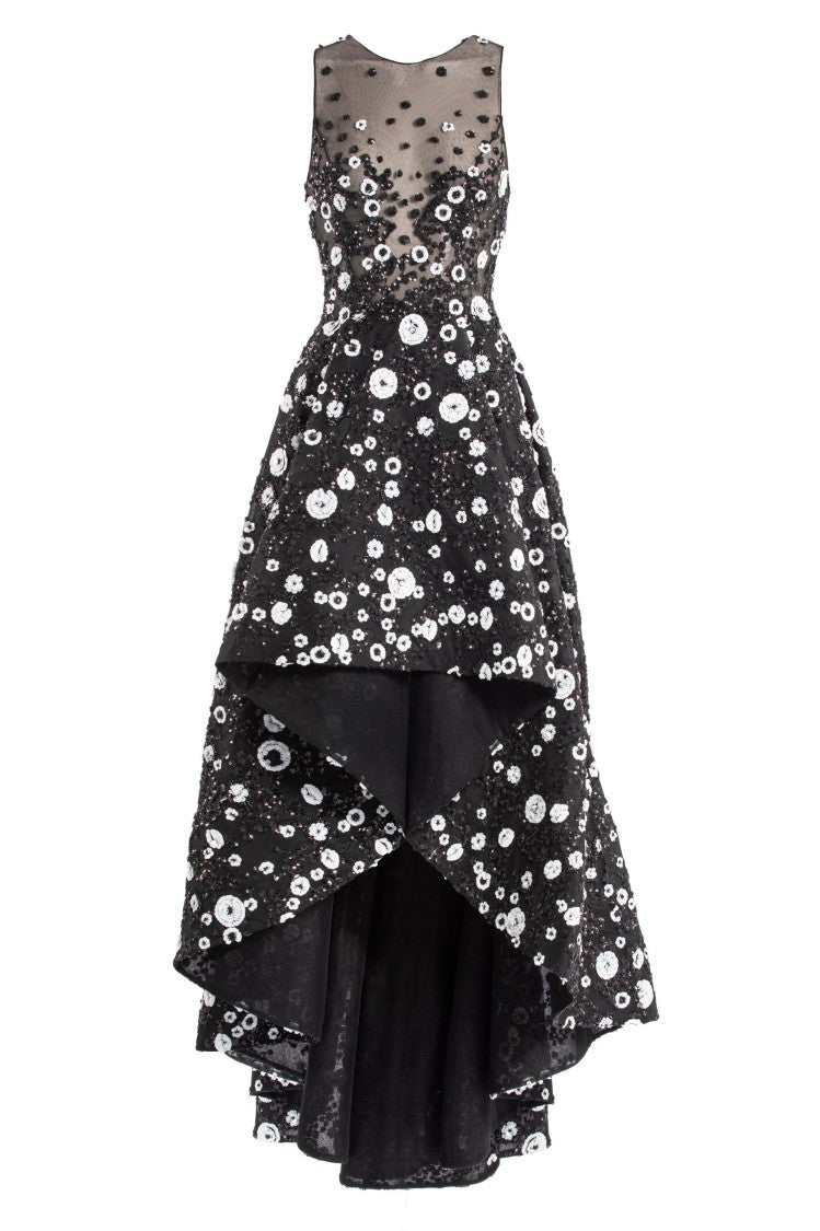 Tulle, High-Low Dress With Dotted Beading