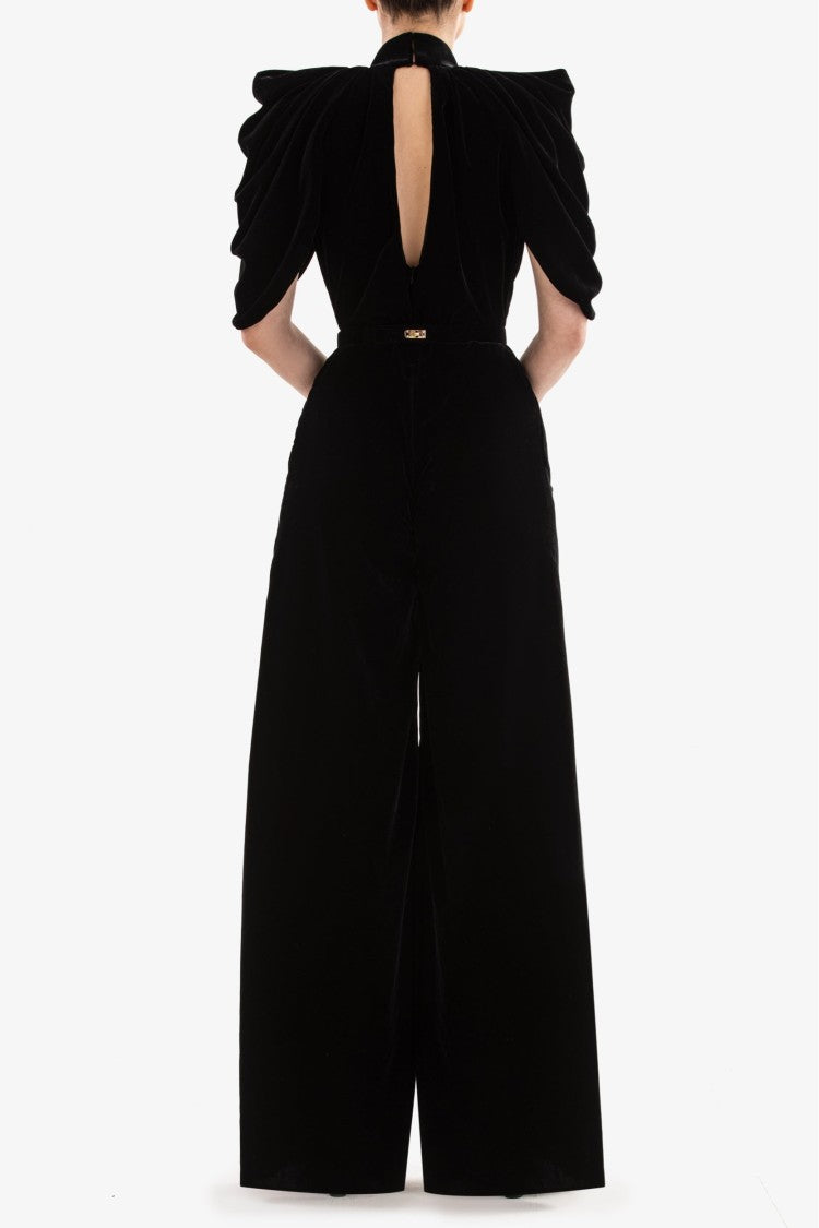 Jet Black Velvet Jumpsuit