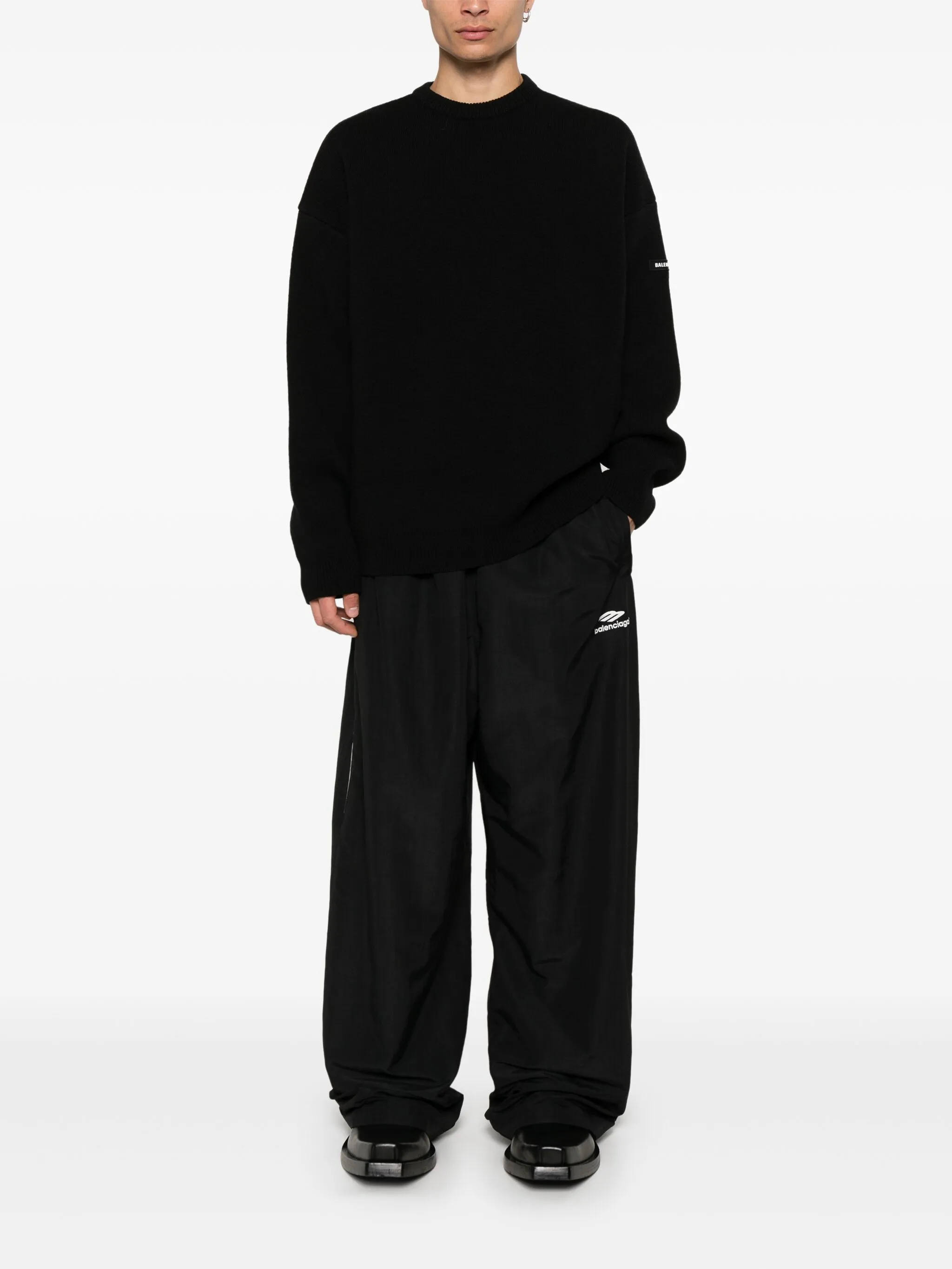 Black Relaxed Fit Crew Neck Sweater