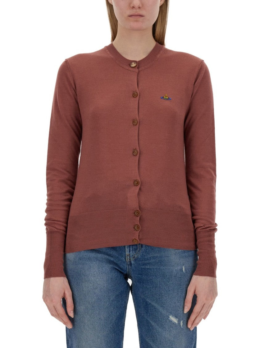 Cardigan With Tailored Button-Down Front And Logo Embroidery