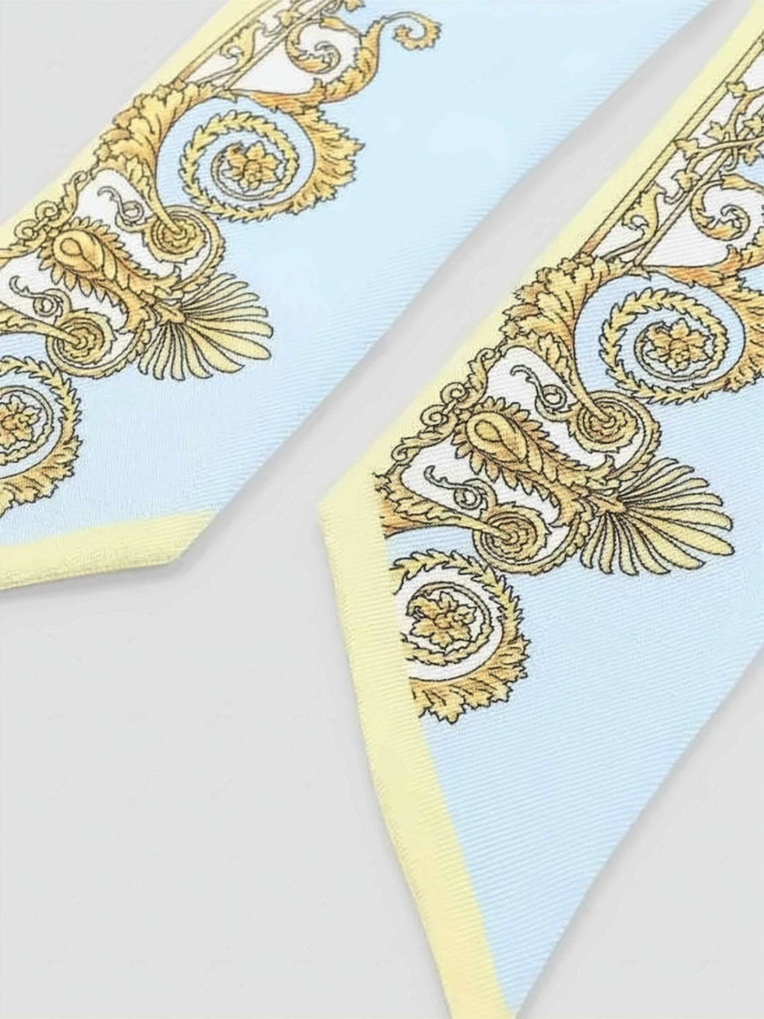 Silk Scarf with Gold Baroque Patterns