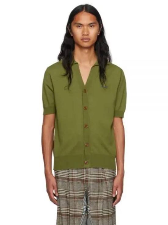 Short-Sleeve Button-Up Cardigan with Classic Collar