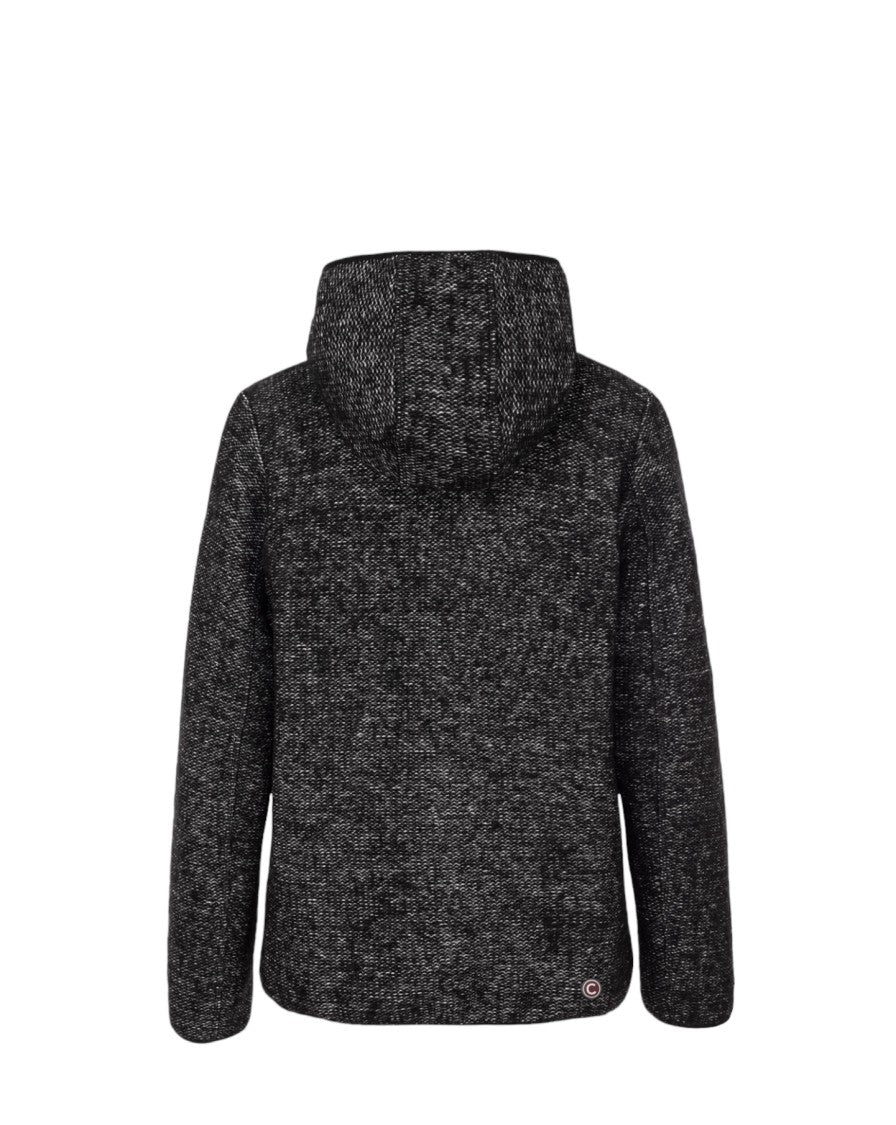 Black Virgin Wool Blend Fabric Hoodie