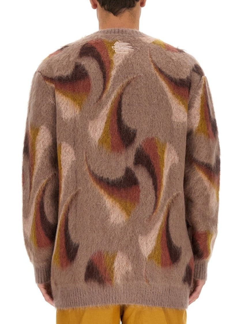 Relaxed V-Neck Cardigan With Textured Surface