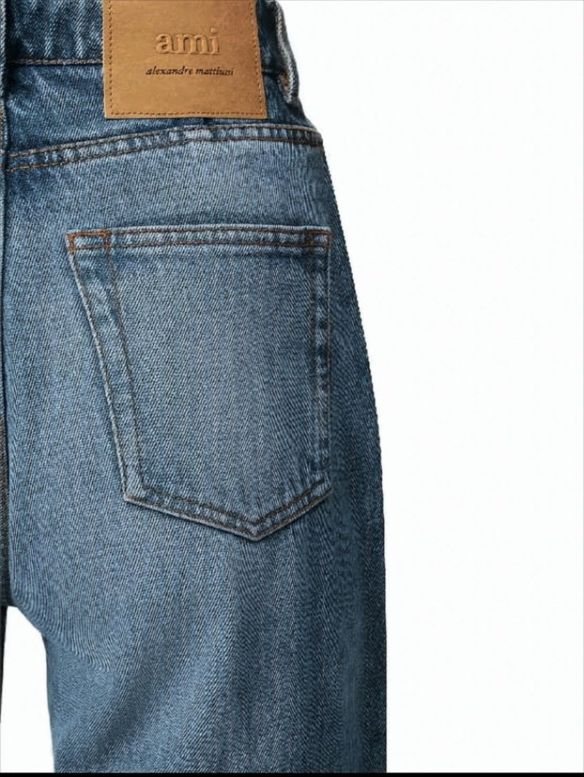 Straight-Leg Denim Pants with Subtle Fading
