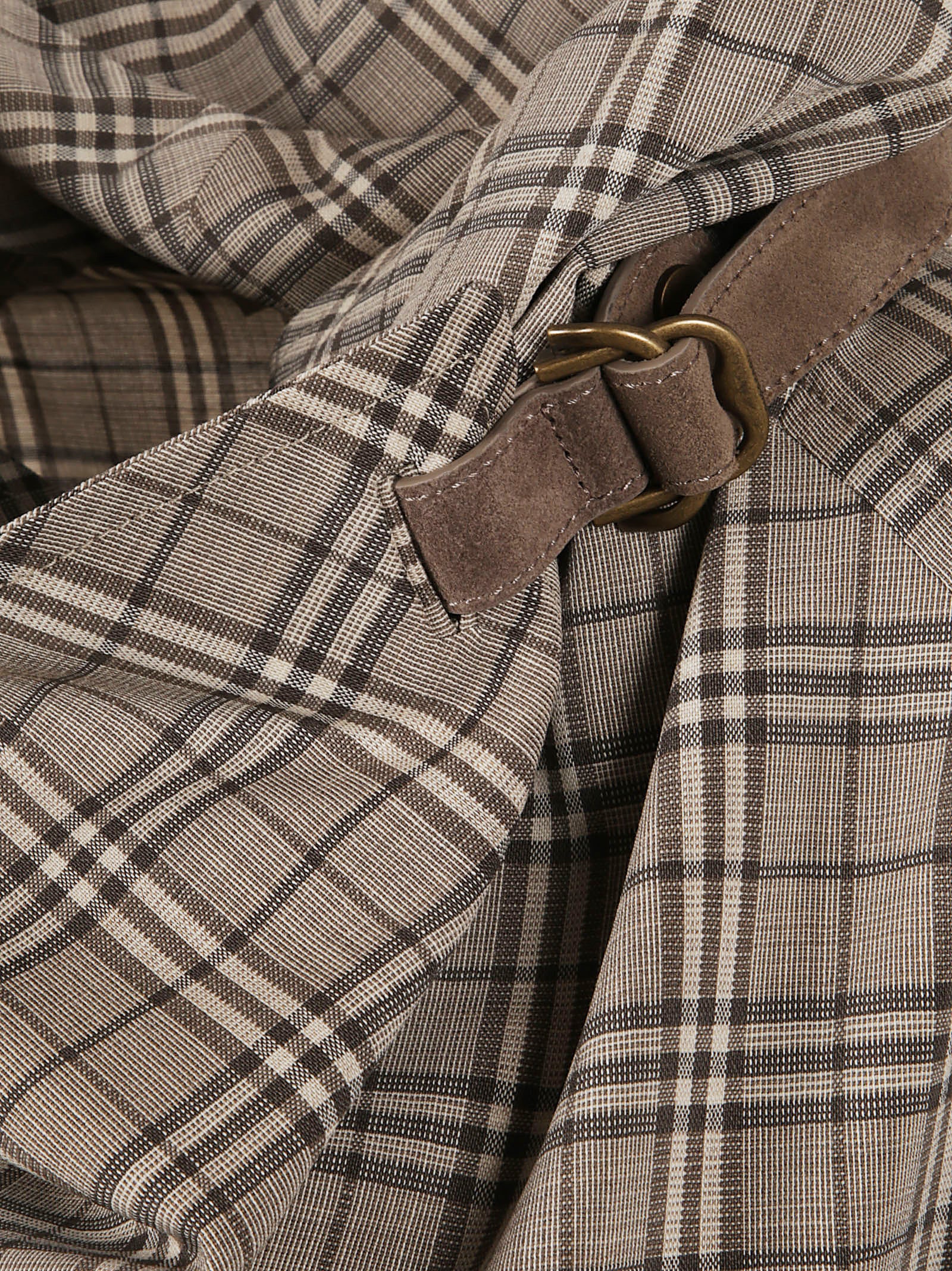 Wool Check Dress with Shawl Collar