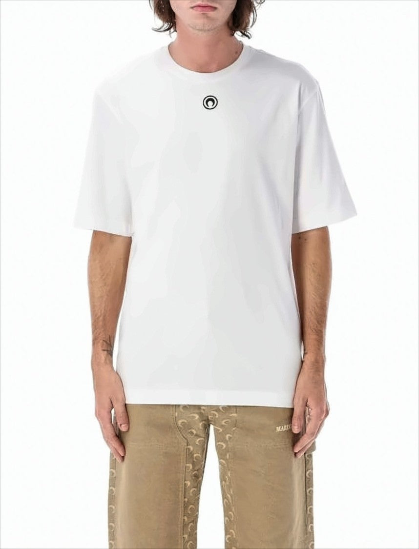 Plain White Short-Sleeved T-Shirt with Minimalist Logo