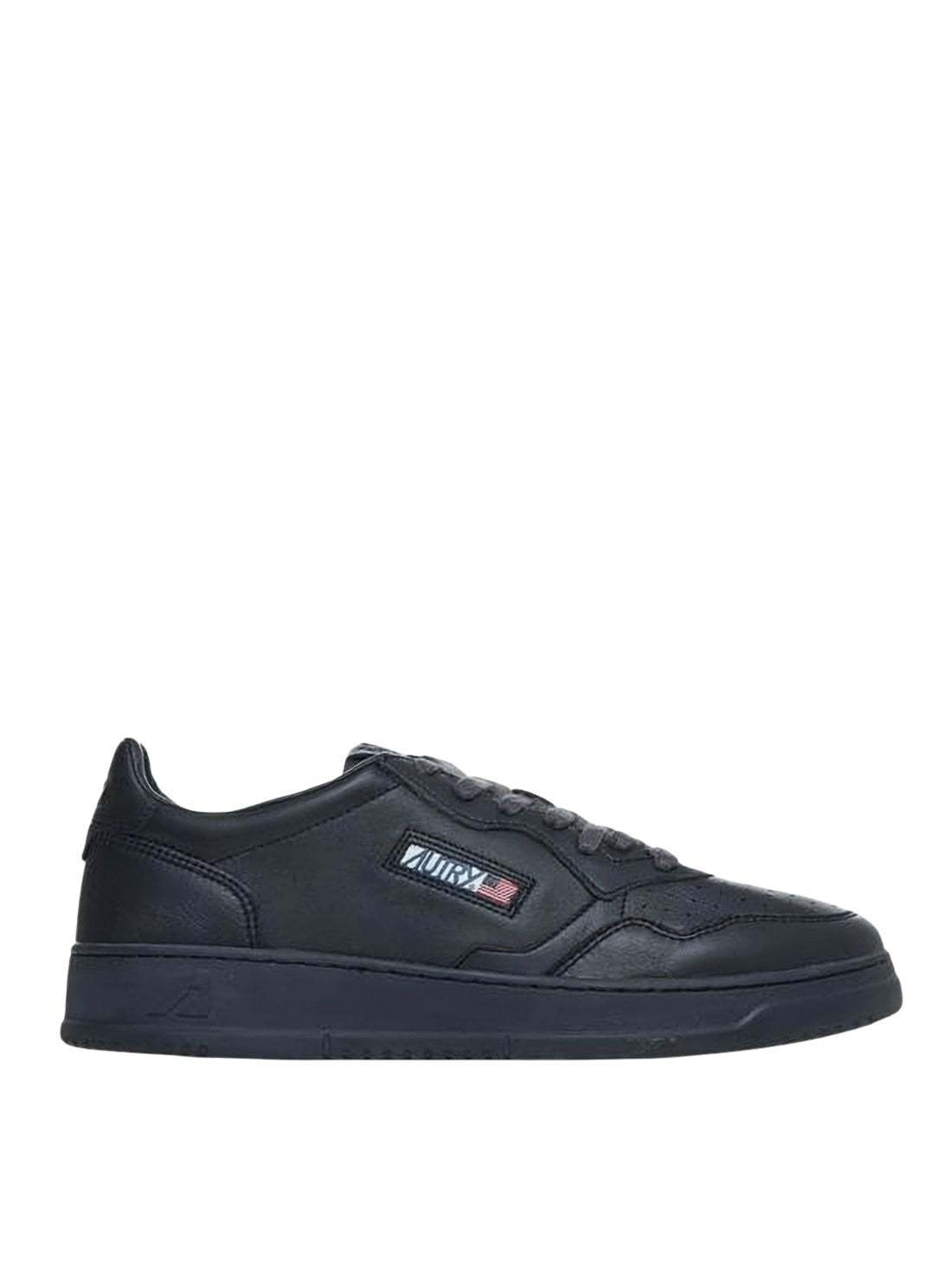 Monochromatic Leather Low-Top Sneakers with Branded Patch