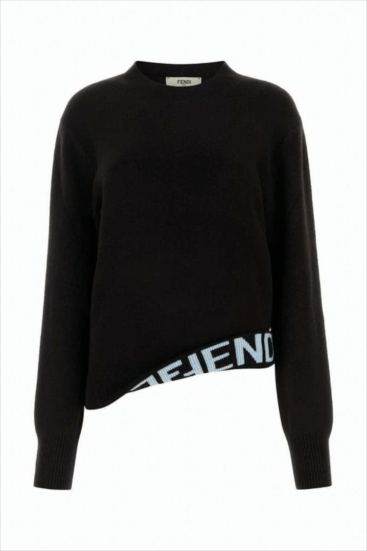 Black Sweater with Contrasting Hem Detail