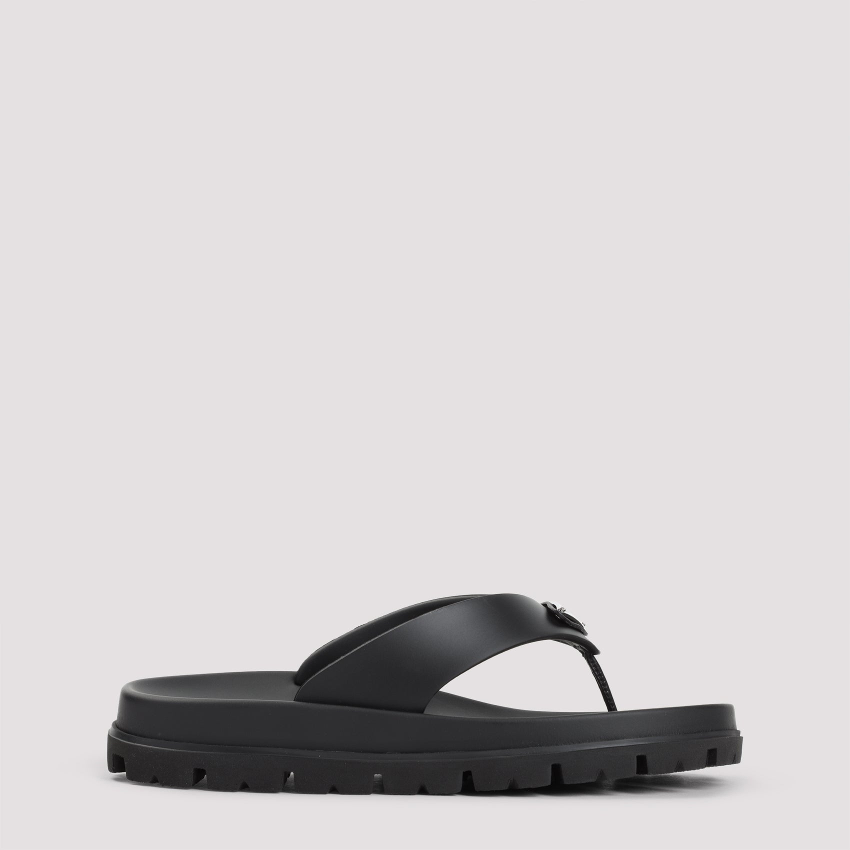 Minimalist Black Sandals with Rugged Sole