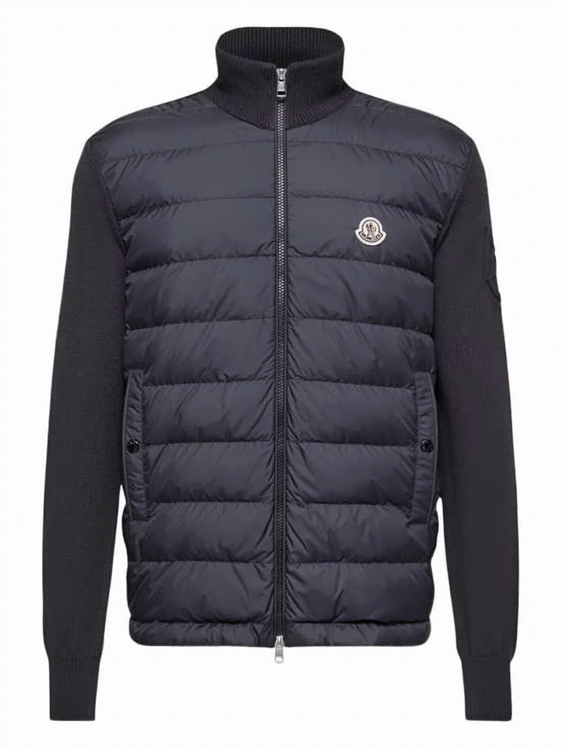 Quilted Padded Jacket With Knitted Sleeves