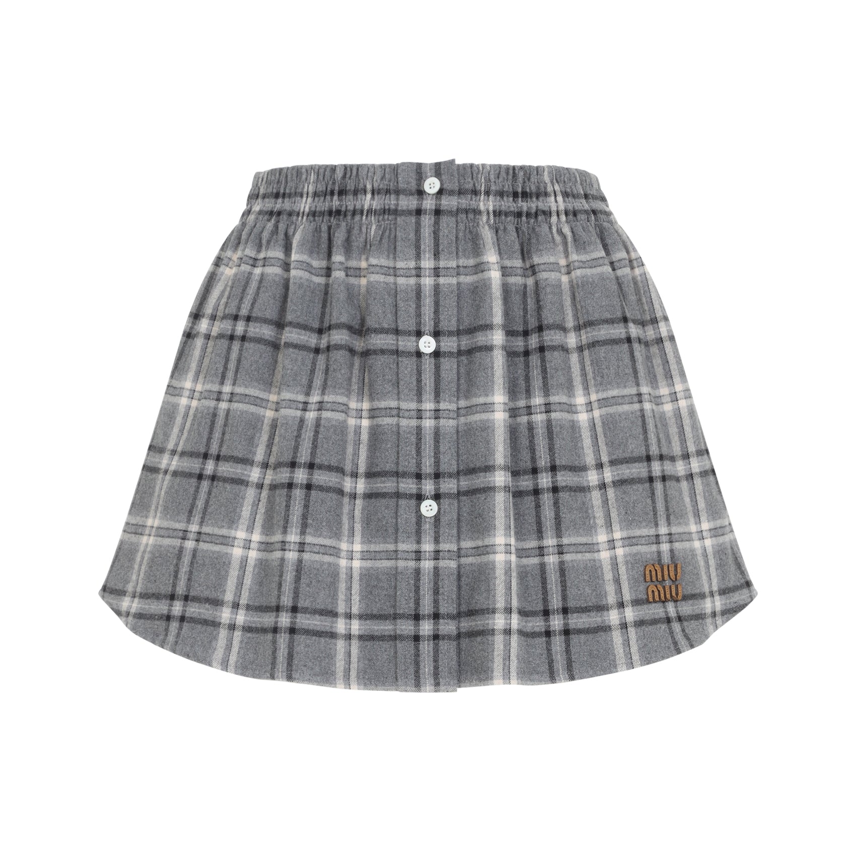 Plaid Mini Skirt with Button-Down Front