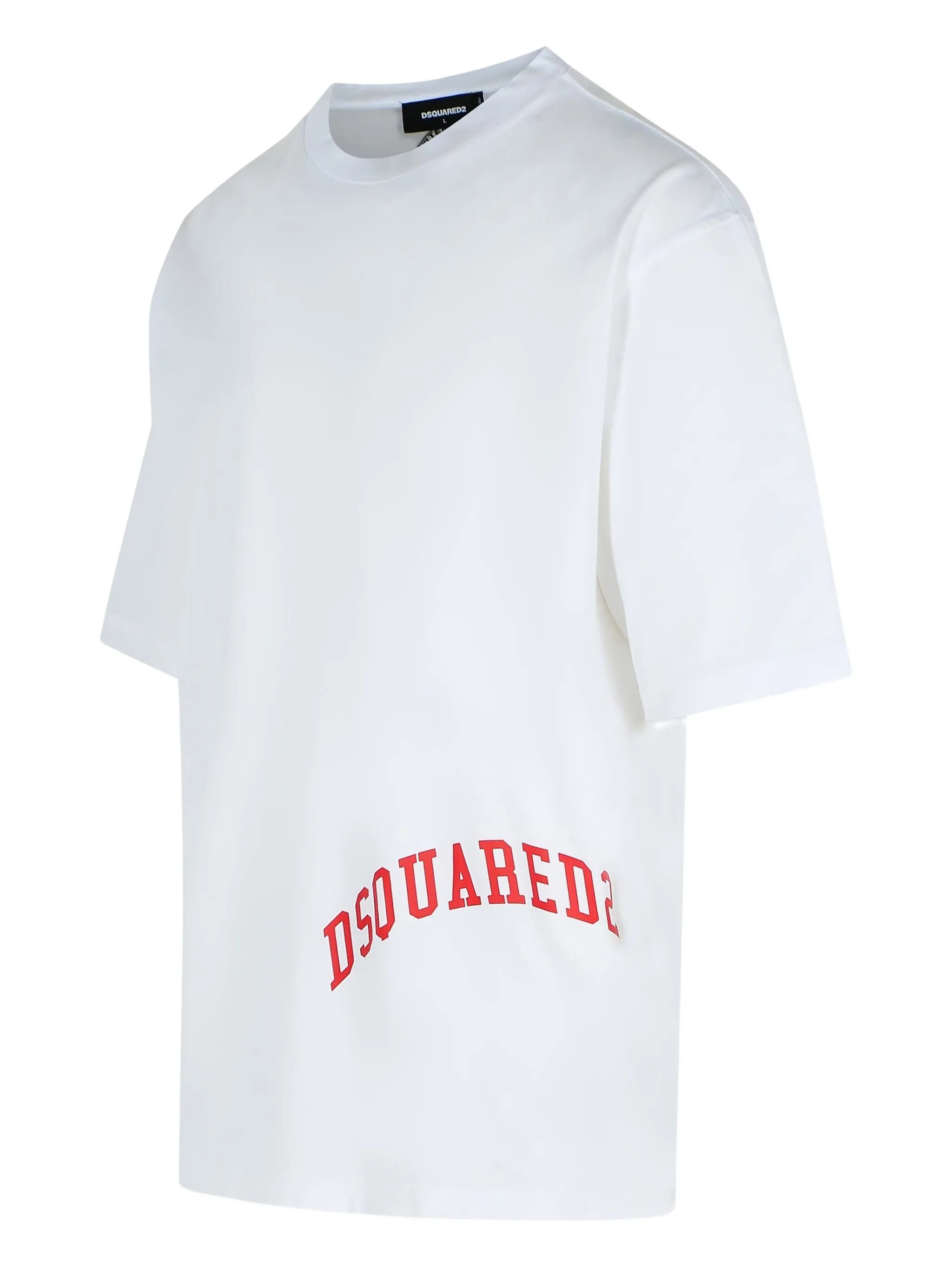 Loose Fit White Curved Graphic T-Shirt