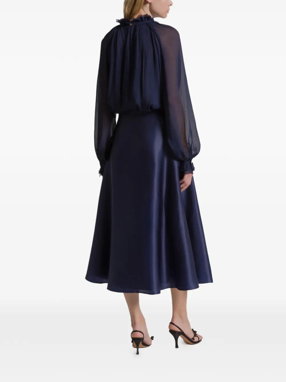 Smooth Organza Midi Skirt with High Waist