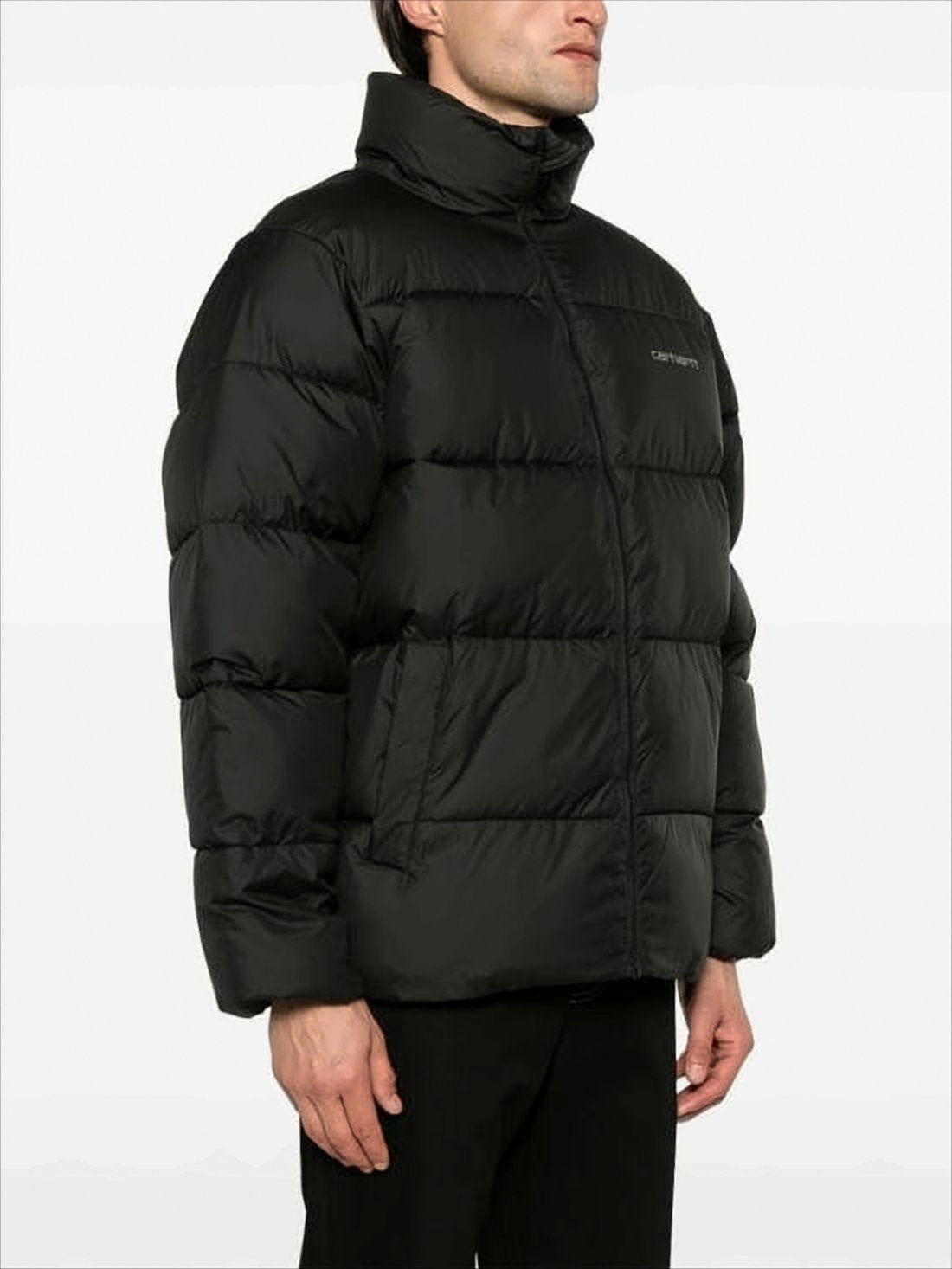 High Collar Black Puffer Jacket