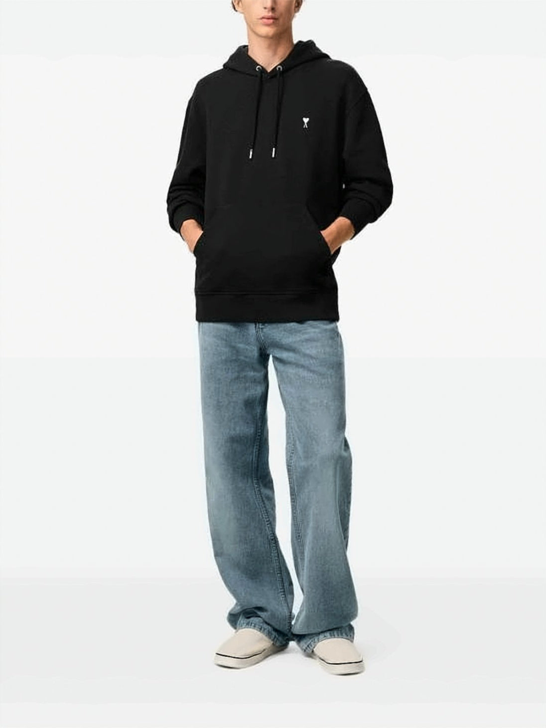 Black Pullover Hoodie with Heart Logo