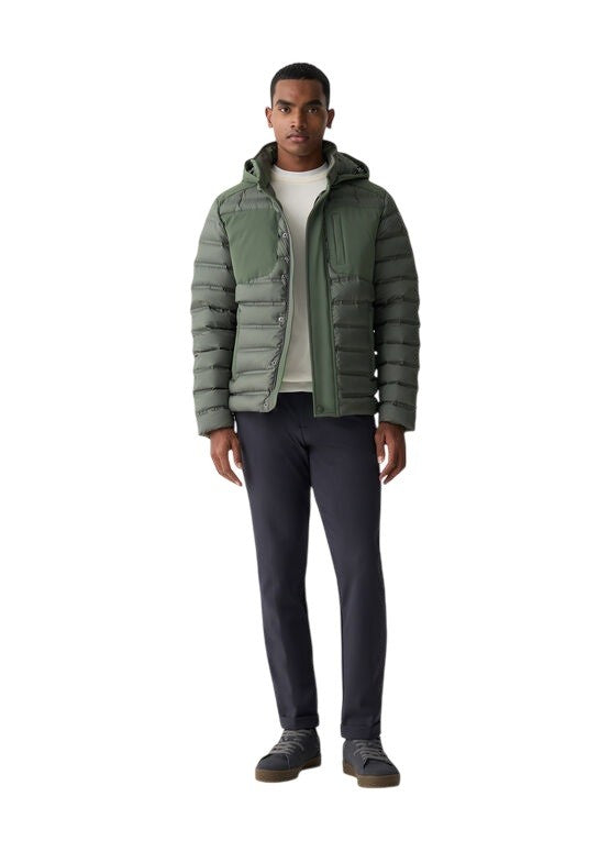 Quilted Down Jacket with Stretch Inserts
