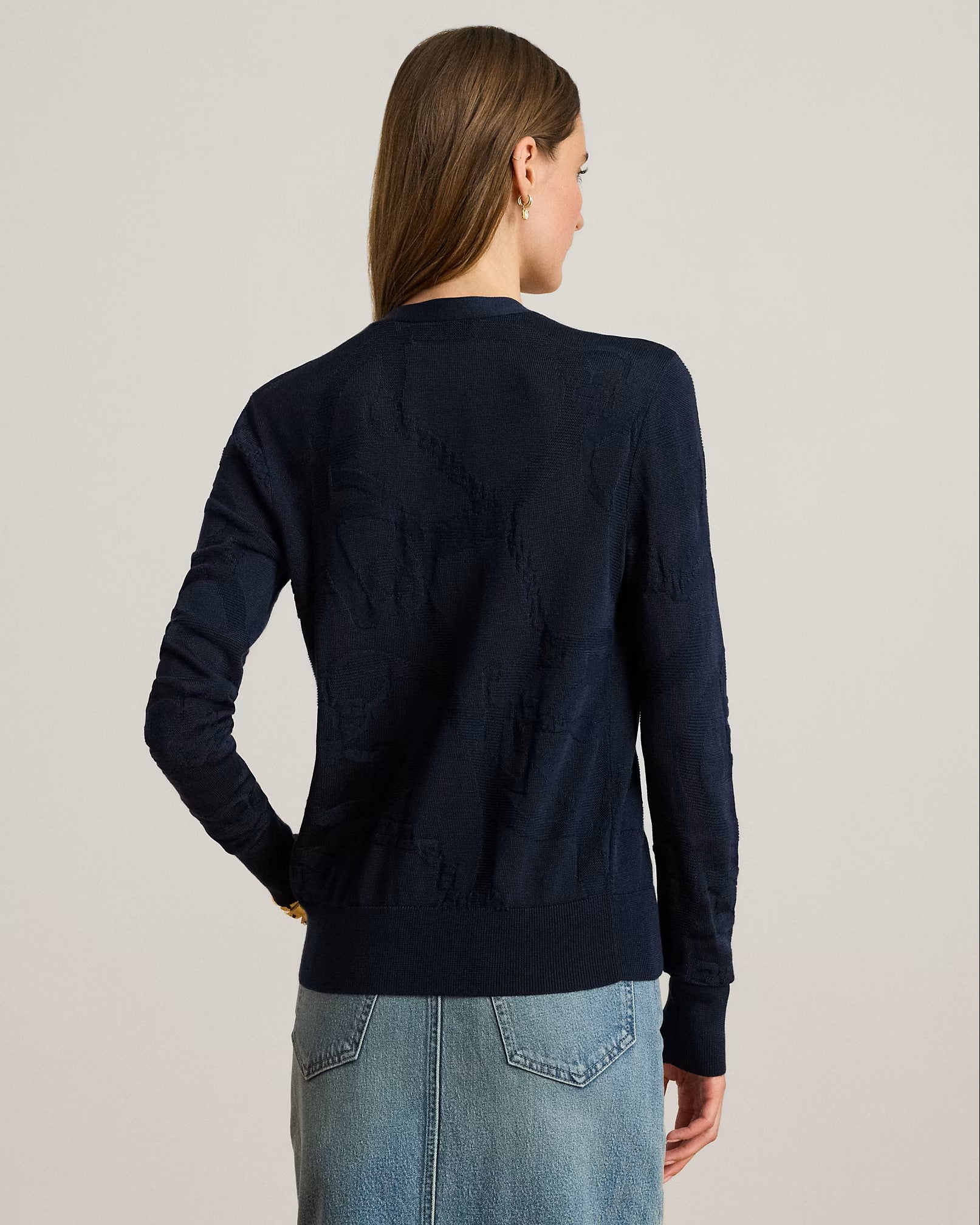 Navy Blue Denzel Rayon Cardigan Sweater