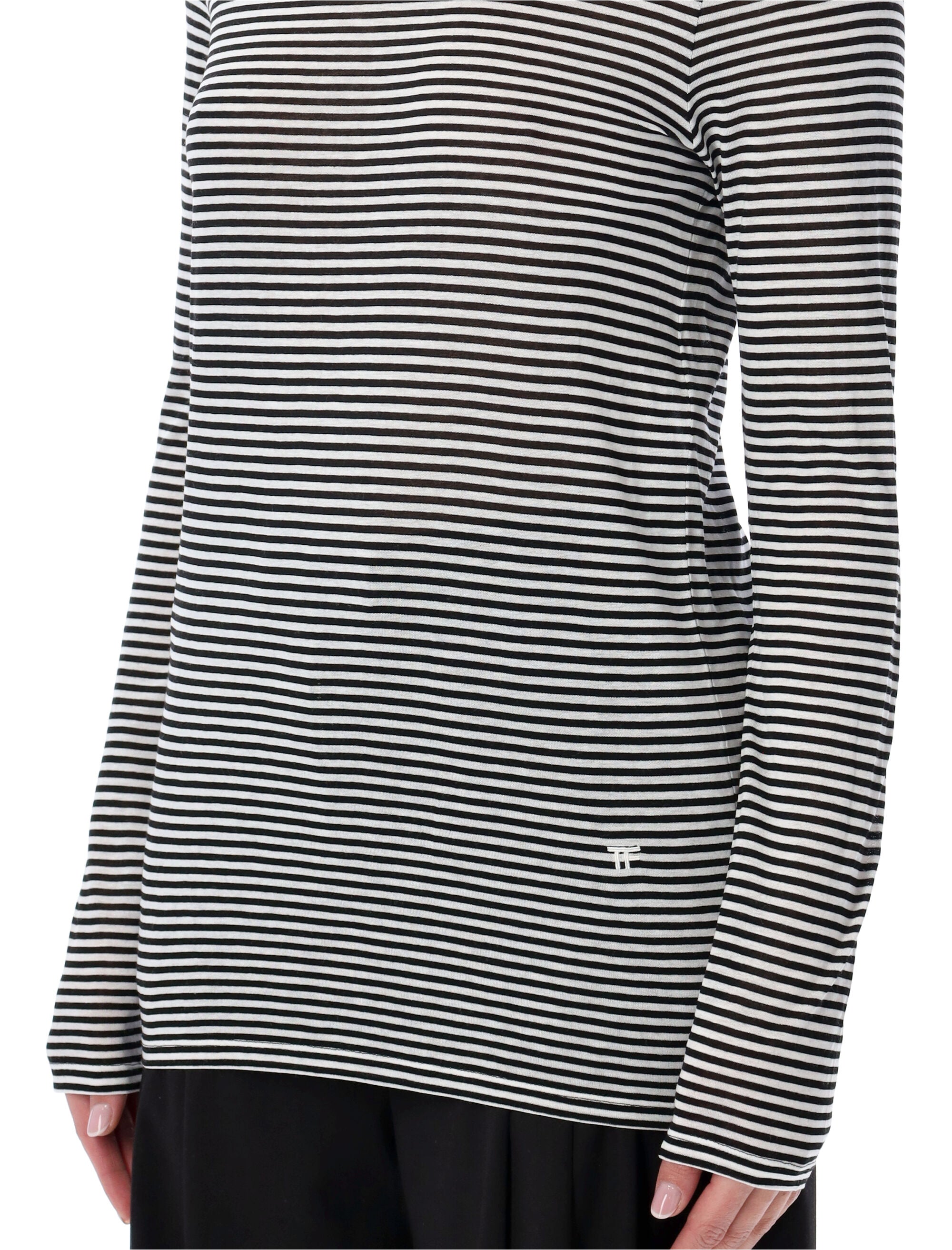Striped Long-Sleeve Viscose Top