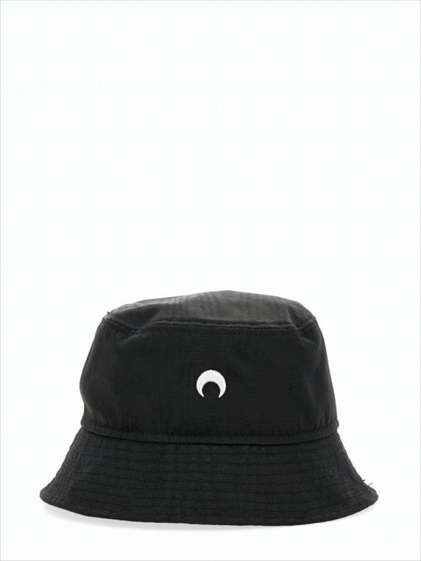 Cotton Bucket Hat with Crescent Moon Emblem