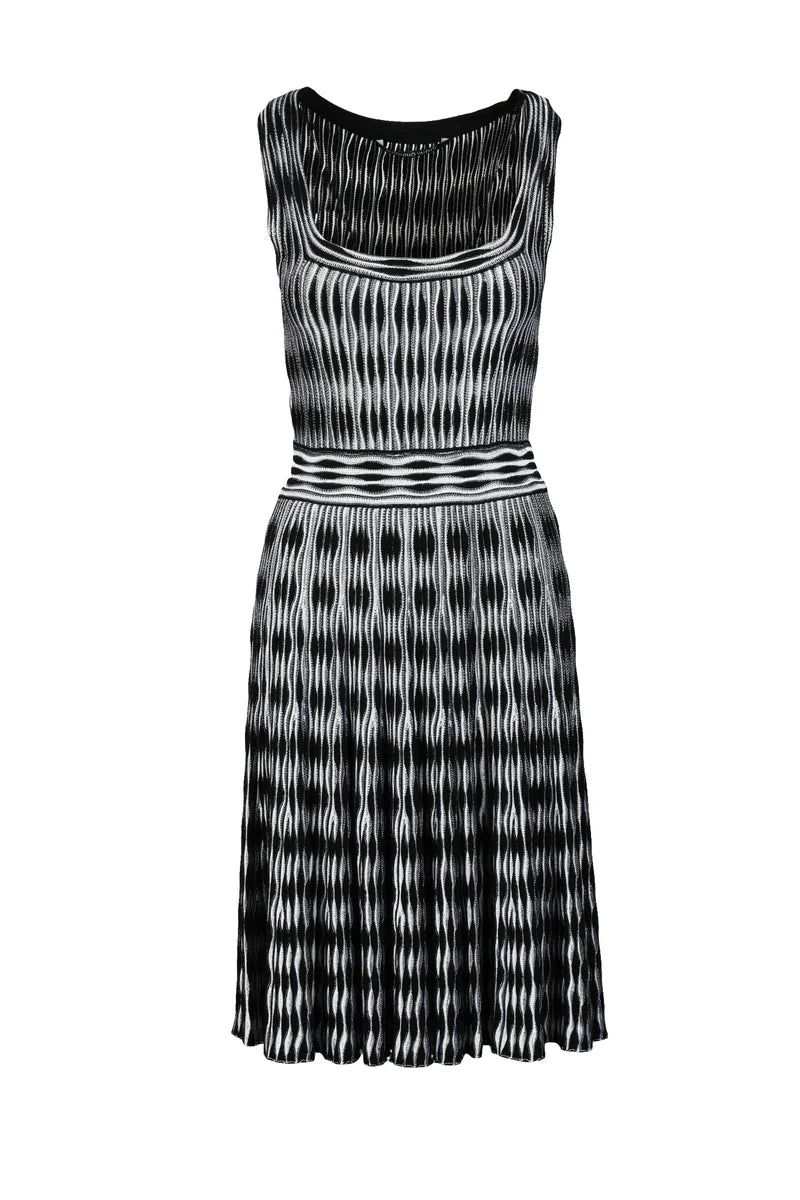 Knit Dress Viscose Polyester - Black/White