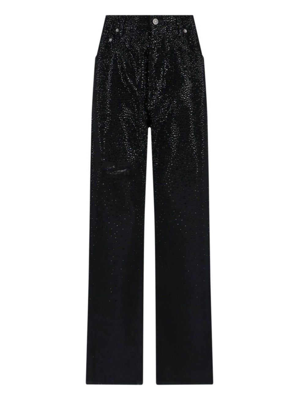 Straight Jeans With Rhinestones Black Denim