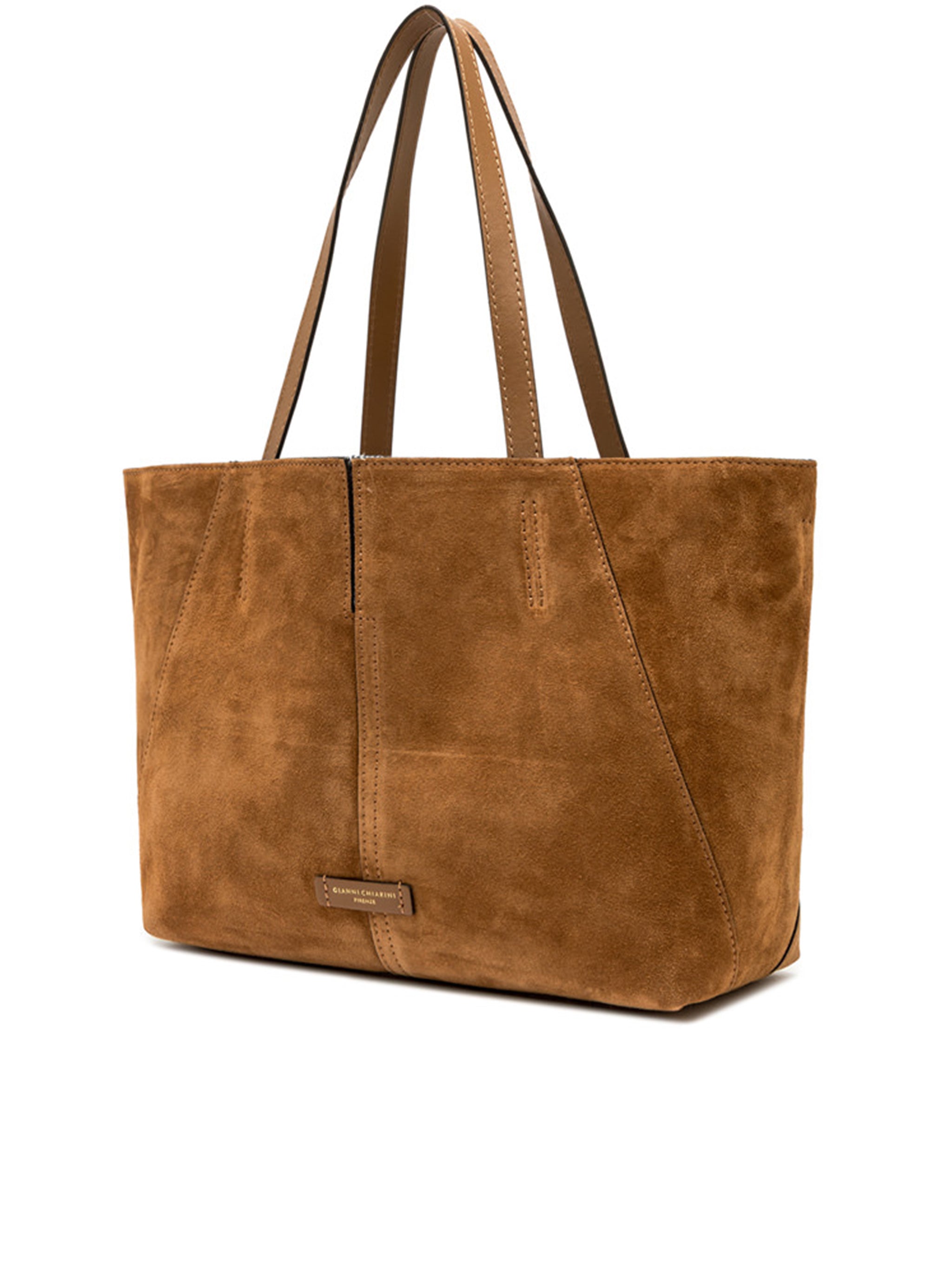 Maya Structured Brown Suede Leather Tote