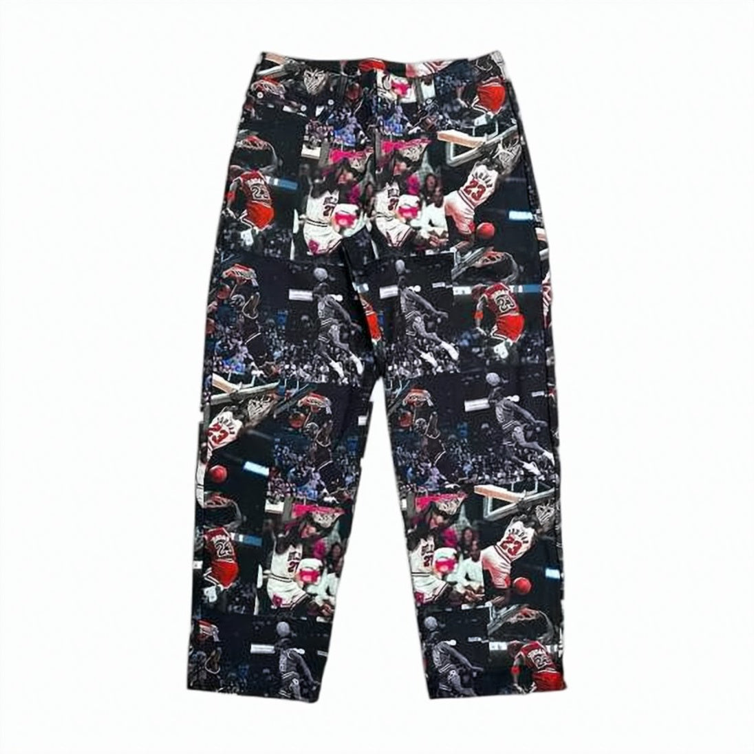 Dynamic Basketball-Themed Straight Pants