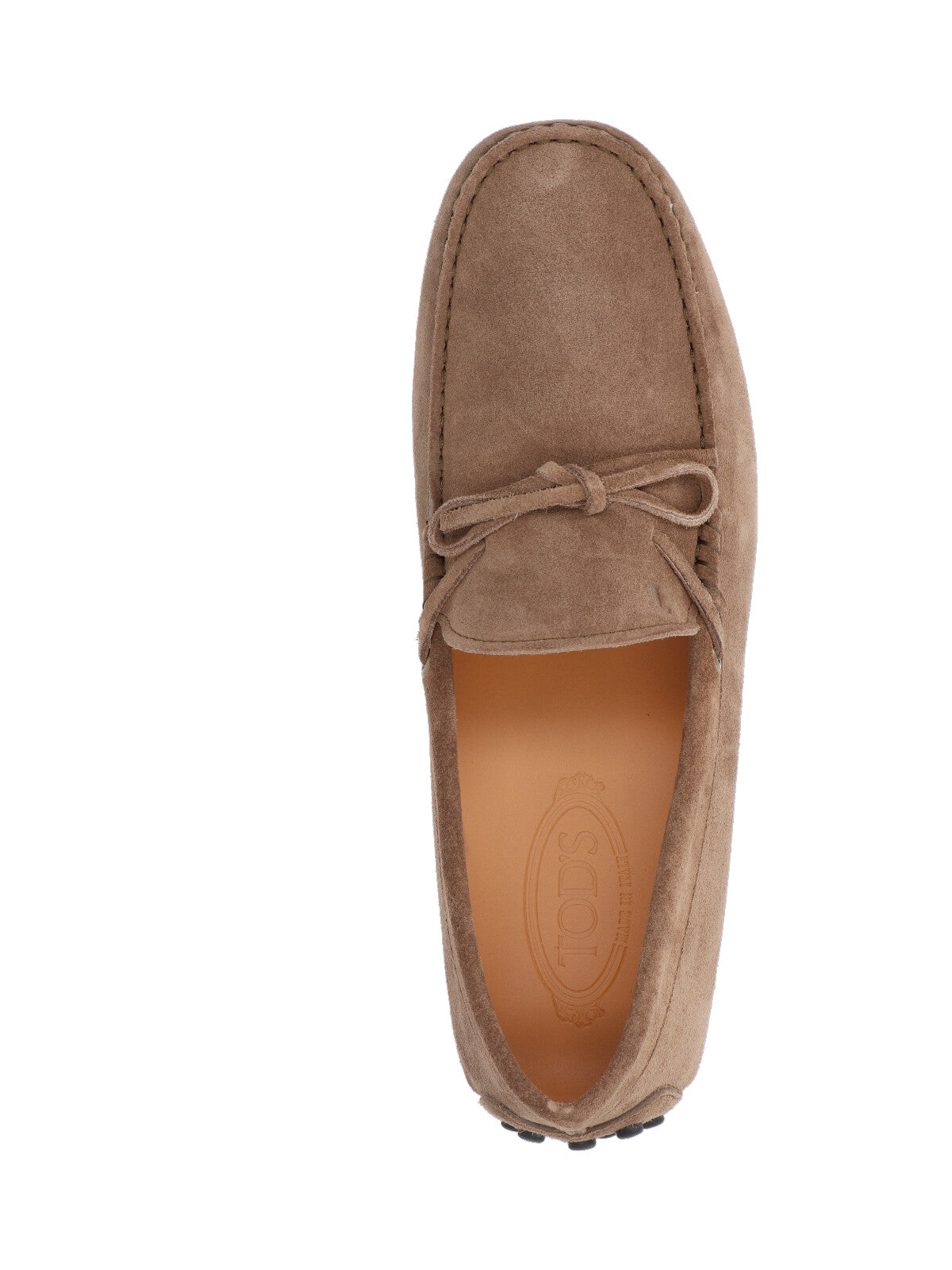 Brown Polished Leather Loafers With Rounded Toe And Low-Profile Sole