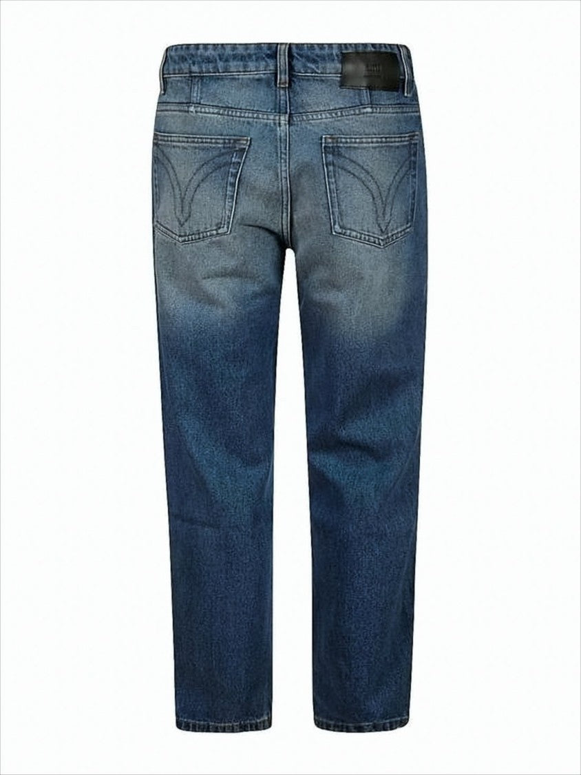 Straight-Leg Denim Pants with Traditional Five-Pocket Styling